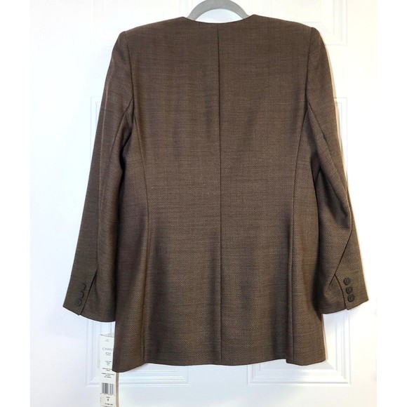 Vintage Chaus Blazer Herringbone Lambswool  Rayon Suit Separate Brown Size 8 - Picture 9 of 16